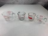 Lot of 4 Different sizes pyrex Glass measuring cups
