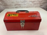 Metal Red Tool Box with tray