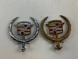 Lot of 2 vintage Cadillac hood ornaments Gold and Silver