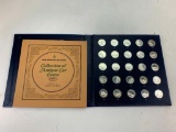 1968 Franklin Mint 25-Coin Collection of Antique Car Sterling Silver Coins - Series 1 Set with Book