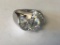 Sterling Silver CZ Solitaire and Baguette ring Sz 7.25, 8.7g TW