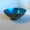 Vintage Silver-Toned Decorative Bowl with Iridescent Blue Interior