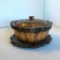 Decorative Genuine Chrysanthemum Wood Bowl with Lid and Plate 4