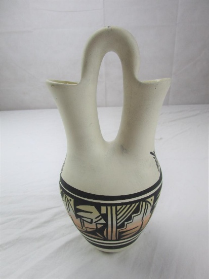 Native American pottery wedding vase. 10" tall.