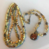 Lot of 2 Misc. Beaded Necklaces with Fine Metal Clasps (Details in Description)