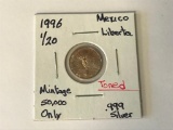 1996 Mexico Liberta 1/20 .999 Silver Toned - Low Mintage