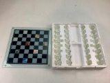 Glass Chess Set with all pieces also photos can be inserted into the chess board