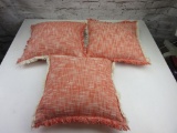 Lot of 3 Red/White Decorative Stitched Pillows