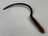 Antique Sickle Farm Hand Tool With Wood Handle