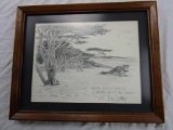 Framed sketch of White Sand Beach Carmel By The Sea by Don Davey 1978 15