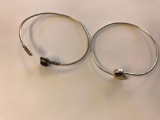 Lot of 2 Costume Jewelry Silver Tone Bracelets with Colored Stone Accents.