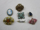 Lot of 7 costume jewelry brooches