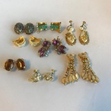 Lot of 8 Pairs of Misc. Gold-Toned Clip On Costume Earrings