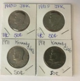 Lot of 4 US Kennedy Half Dollars, (2) 1971 Clad, 1980-D, and 1981-D