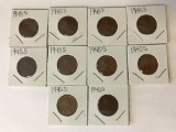 Lot of 10 1945-S Lincoln Wheat Pennies One Cent Coins