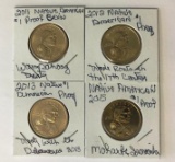 Lot of 4 One Dollar Sacagawea Proof Coins; 2011,2012,2013, and 215