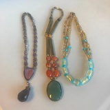 Lot of 3 Misc. Bohemian Glass Beaded Costume Necklaces