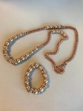 Matching Rose Gold Faux Pearl Beaded Necklace and Bracelet Set