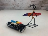 Surfer Metal Figure and also a Diecast 57 Chevy with Surfboard