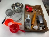 Lot of Cooking Kitchen utensils- Strainers, Measuring Cups, Rolling Pin and more