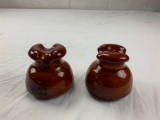 Lot of 2 Vintage Porcelain Brown Insulators