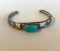 925 Sterling Silver Cuff Bracelet with a Semi-Precious Center Stone 9 grams
