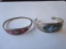 Lot of 2 Mexico Alpaca and Taxco bracelets with mother of pearl inlay. 27.12g TW