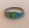 Sterling Silver Ring with Iridescent Teal Center Stone Details Size 10 | 2.61 grams