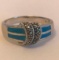 Sterling Silver Ring with Blue Enamel and Marcasite Detail in the Front Size 9 | 3.47 grams