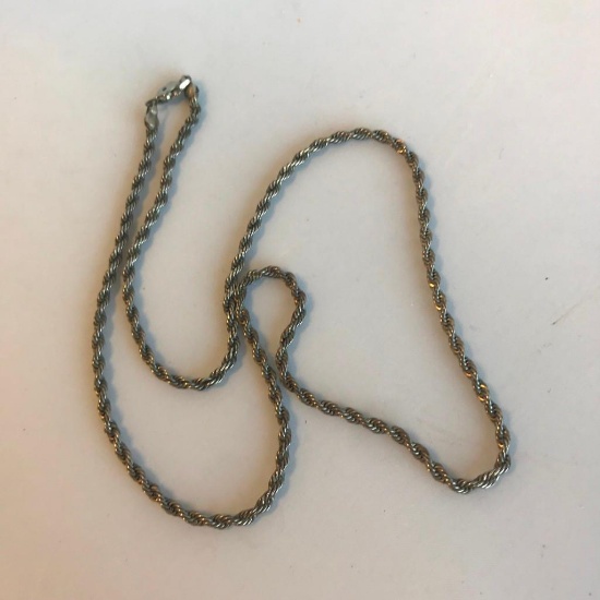 Silver-Toned Costume Chain Necklace with 925 Sterling Silver Clasp