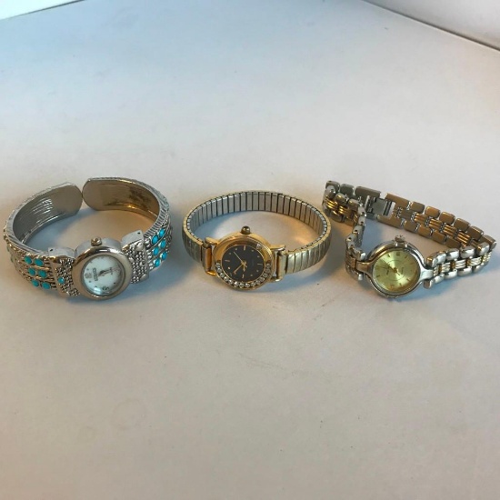 Lot of 3 Misc. Gold-Toned and Silver Toned Watches