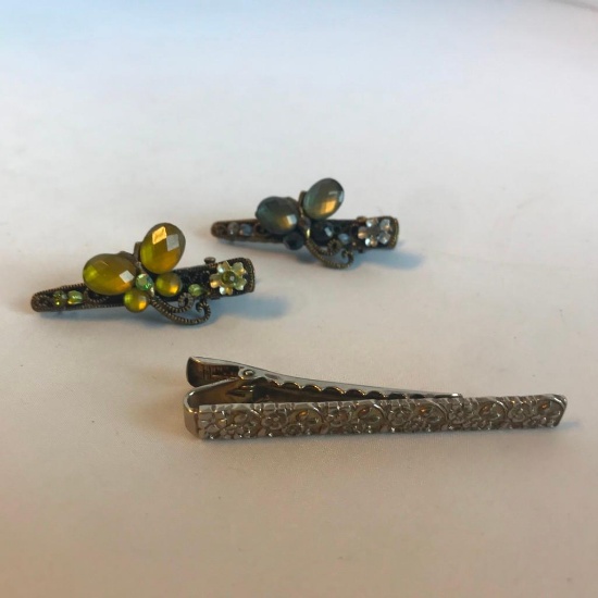 Lot of 3 Similar Gold-Toned and Silver-Toned Hairclips