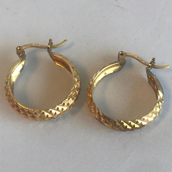 Set of Gold-Toned 925 Sterling Silver Hoop Earrings 3.12 grams