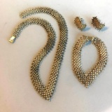 925 Sterling Silver Necklace, Bracelet, and Pierced Earring Set 60.41g