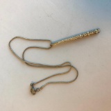 Fine Silver Necklace with Long Rhinestone Pendant 9.75 grams