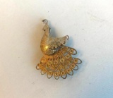 Fine Silver Peacock Brooch 1.81 grams