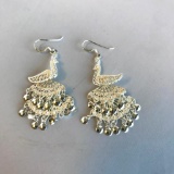 Set of Sterling Silver Dangling Swan Pierced Earrings