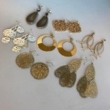 Lot of 7 Misc. Gold-Toned Pierced Costume Earrings