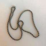 Silver-Toned Costume Chain Necklace with 925 Sterling Silver Clasp