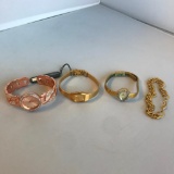 Lot of 3 Misc. Gold-Toned and Rose Gold-Toned Watches and 1 Gold-Toned Chain Bracelet