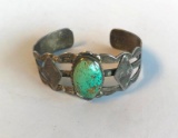 925 Sterling Silver Cuff Bracelet with Semi-Precious Center Stone 33.3 grams