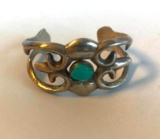 925 Sterling Silver Cuff Bracelet with Semi-Precious Center Stone 44.04 grams
