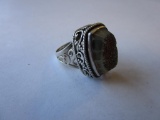925 with gray stone ladies ring marked Sajan 925 IN Sz. 6.5 - 8.62g TW