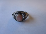 925 and pink stone ladies ring with artist's mark Sz. 6. 5.14g TW