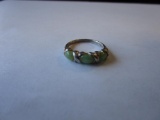925 and jade ladies ring with artist mark Man 925 Thai Sz. 8. 3.25g TW