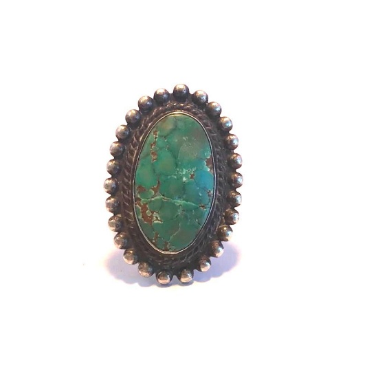 Sterling Silver 925 Ring with Turquoise Center Stone Size 6.5 | 8.57 grams