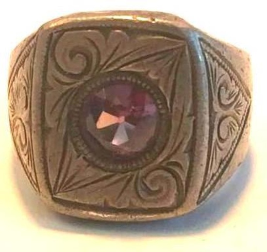 Sterling Silver Ring with Purple and Blue Center Stone Size 8.5 | 18.65 grams