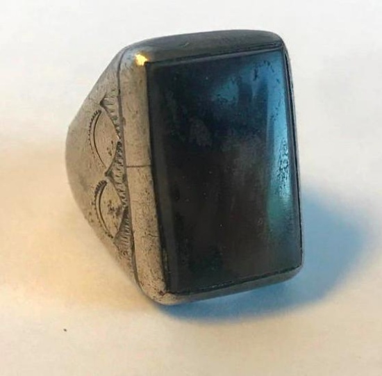 Sterling Silver Ring with Brown Semi-Precious Center Stone Size 6.5 | 15.76 grams