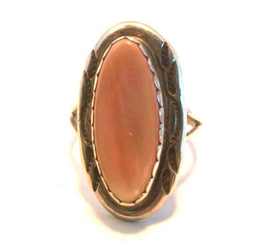 Sterling Silver 925 Ring with Pink Opalite Center Stone Size 7 | 5.25 grams