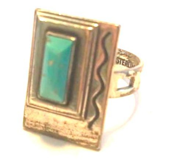 Sterling Silver 925 Ring with Turquoise Center Stone Size 8 | 7.08 grams